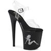 Pleaser - FLAMINGO808TGRS Sandale à bride à la cheville, Pole dance chaussures - Noir/Couleur argent Product image
